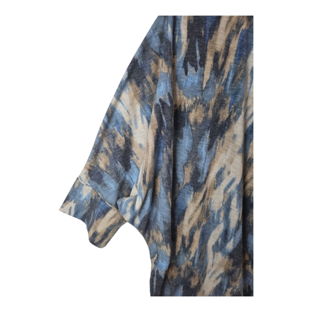 Jones New York Blue Ikat Cowl Neck 3/4 Dolman Sleeve Top 1X - Picture 5 of 9